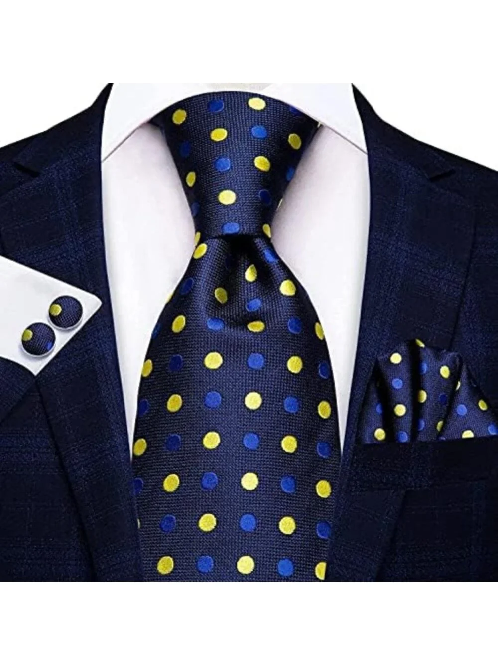Men's Silk Tie Set with Pocket Square & Cufflinks - 5 Pcs Gift Box Collection